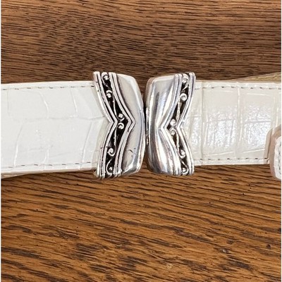 Brighton Reversible Leather Belt White Tan Croc Embossed  display picture 3