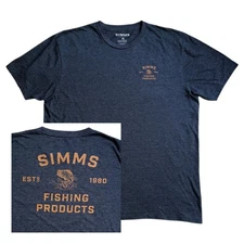 Simms Fishing T-Shirt Mens Sz XL Charcoal Gray Black Short Sleeve