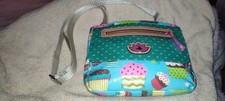 Lily Bloom Cupcake Cross  Body  Bag.  Oilcloth With Enamel Lotus Flower Clasp