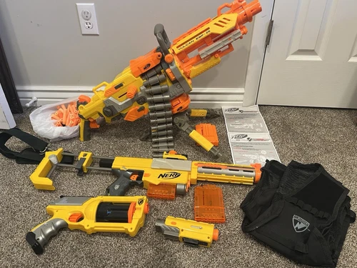 NERF N-strike Vulcan EBF 25 Dart Blaster & Recon Cs-6 Dart Blaster Gun Lot-Work