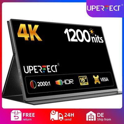 4K Tragbarer Monitor, UPERFECT 16,0 Portable Display 3840* 2160 2000:1 1200 cd/m