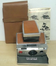 Vintage 1970s Polaroid SX-70 Folding Land Camera Untested Brown Leather Case