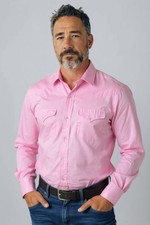 VTG 70s H Bar C Pearl Snap Button Up Shirt Pink Western Rockabilly Large 16-33