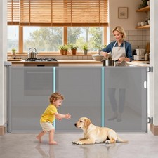 71'' Retractable Baby Gates Extra Wide for Stairs, 42" Tall Grey Mesh Dog Chi...