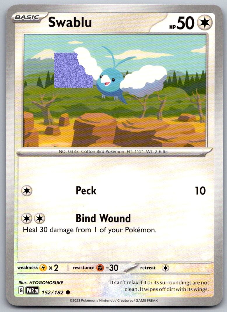 Swablu 152/182 Common Paradox Rift Pokemon Near Mint
