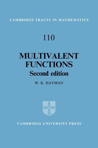 Multivalent Functions by W. K. Hayman - 9780521460262