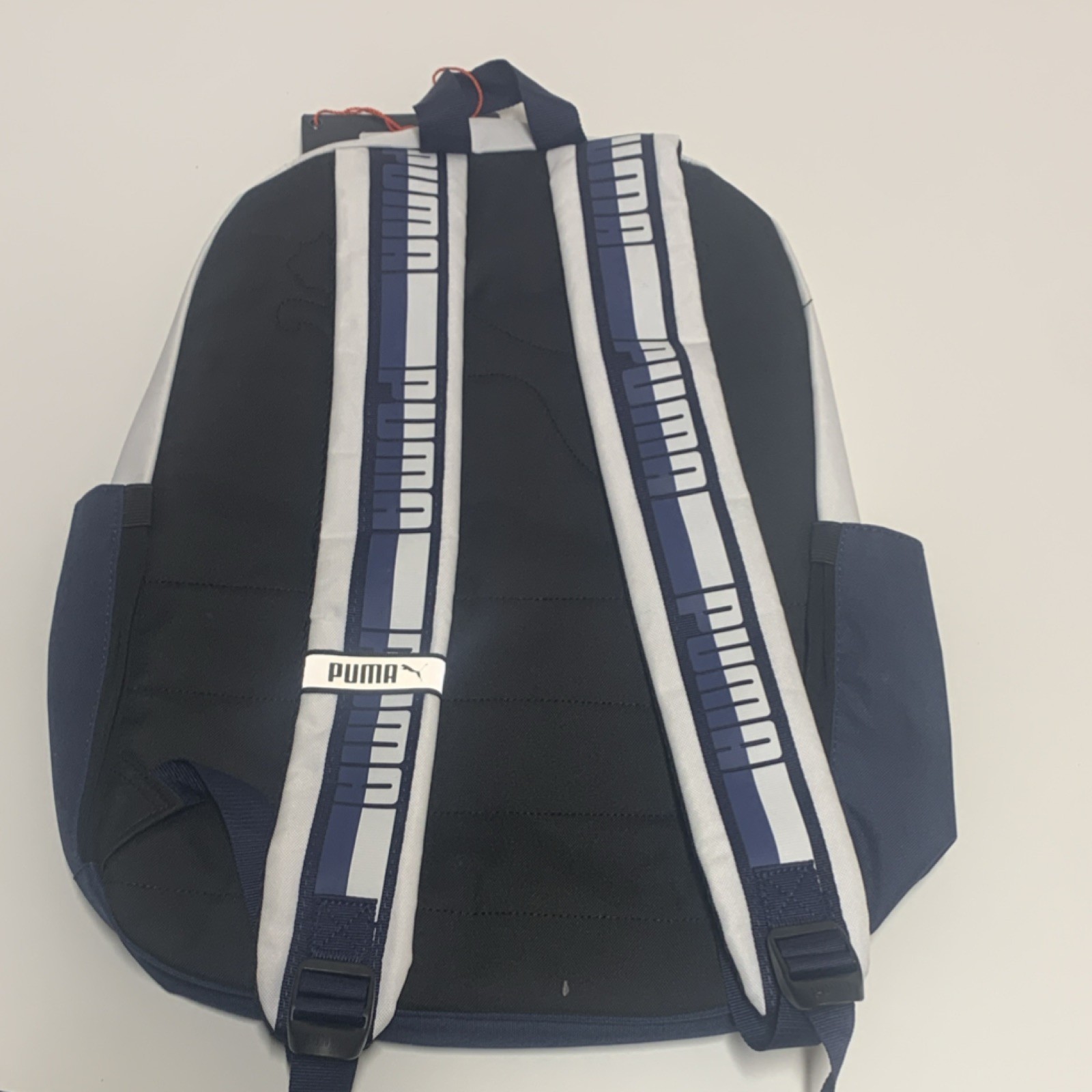 PUMA Kids Colorblock White Navy Blue Polyester Backpack with Outer Pockets thumbnail 2