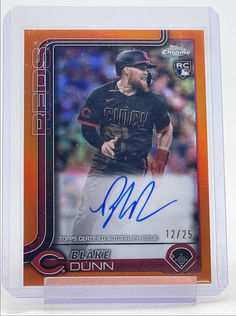 BLAKE DUNN 2025 TOPPS CHROME ROOKIE TRUE ORANGE REDS RC AUTO /25 Q4290