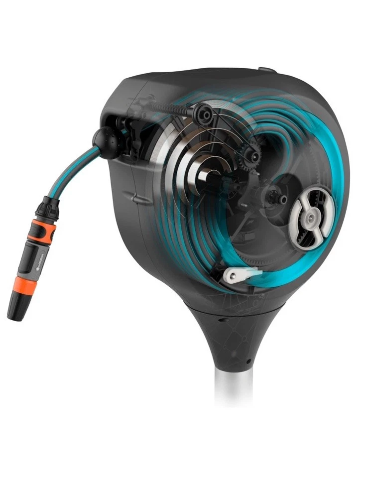 Carrete de manguera de jardín retráctil automático GARDENA (18614-80) 66' pies en espiga de metal... Foto 2 de 4