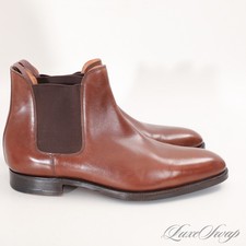 #1 MENSWEAR John Lobb England Chesland Ravello Brown Leather Chelsea Boots 9.5