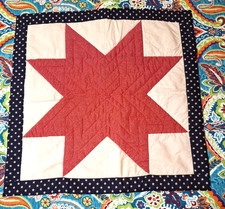 Quilted Patriotic Centerpiece Wall Hanging 22" x 22" Cotton Country Farmhouse