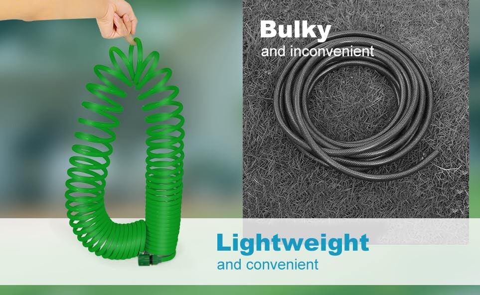 Coil Garden Hose 8 ft, Curly Water Hose with Plastic Connectors, Recoil Garde...
