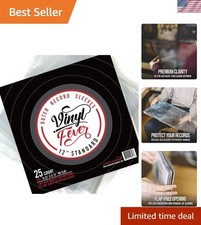 25 Pack Vinyl Record Sleeves - Crystal Clear  Durable 3 Mil Protection