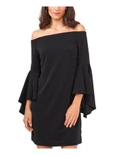 VINCE CAMUTO Womens Black Pullover Lined Bell Sleeve Short Shift Dress XS