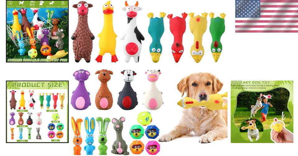 Fun Squeak Chew Balls for Dogs - 20-Piece Latex Rubber Set - Image 2 of 4