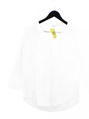 Fat Face Damen Bluse UK 12 weiß 100% Baumwolle 3/4 Arm V-Ausschnitt Basic