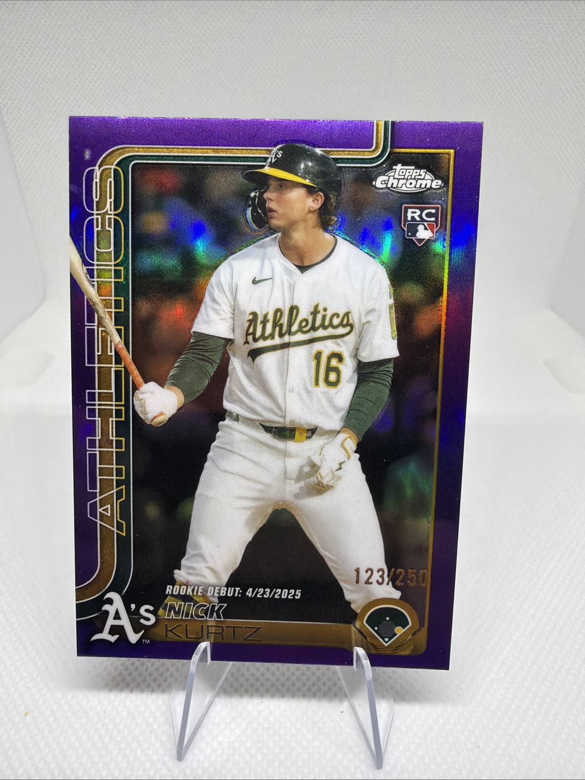 Nick Kurtz 2025 Topps Chrome Update Rookie Debut #USC180 Purple Refractor /250