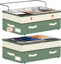 Dolicer 2 Pack Under Bed Storage with Wheels, 6in-10in Height Adjustable Unde...