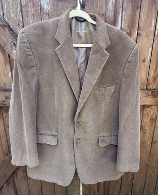 Ralph Lauren Corduroy Blazer Jacket Mens 46L Brown Macys Store Pockets