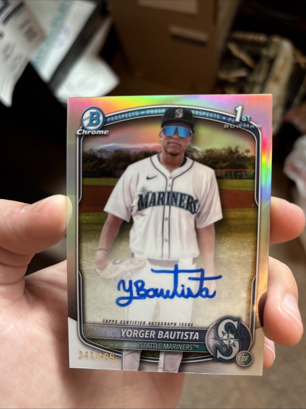 2025 Bowman Chrome Yorger Bautista Refractor Auto /499 Mariners 1st view 3