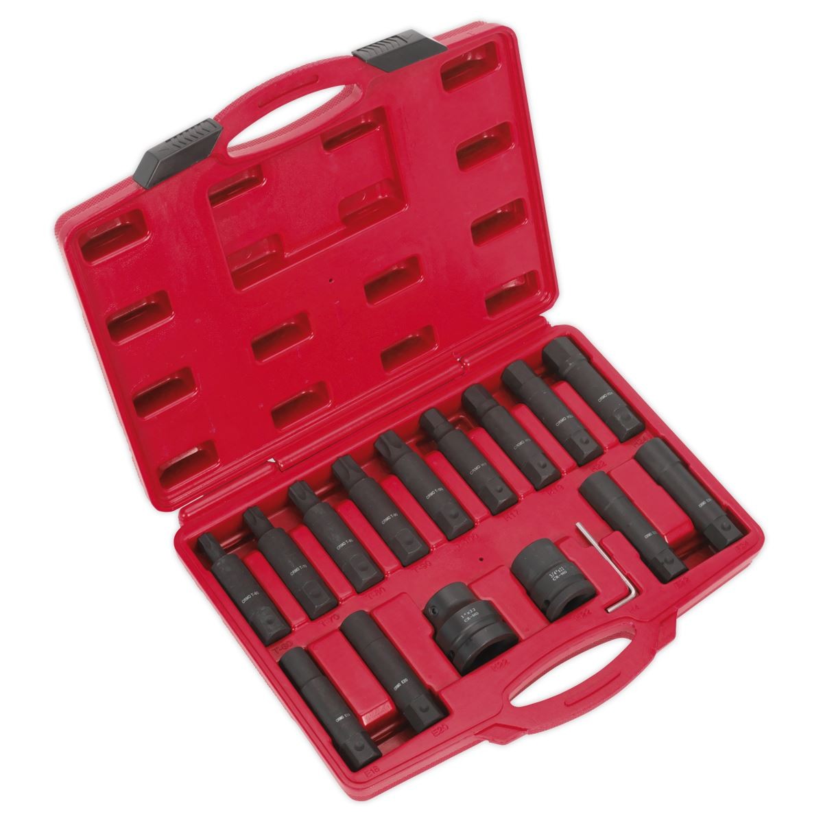 Set Di Bit A Scsocket Femmina Sealey TRX-Star* E TRX-Star* 16 Pezzi 3/4" E 1"Sq