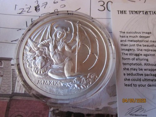 2 Troy oz .999 silver The Temtation Of The Succubus with COA in capsule