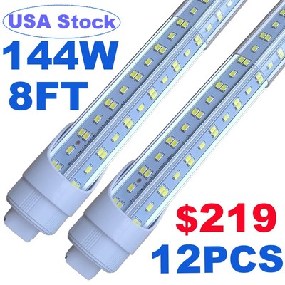 12 Pack 8FT R17D LED Tube Light 144W T8 HO 8 Foot Led Bulbs 6500K Cold White