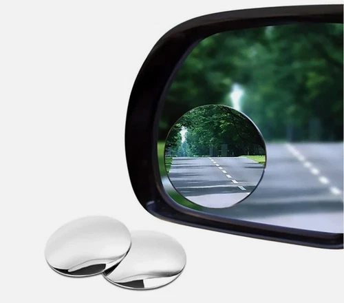 2Pcs Round Blind Spot Mirror HD Glass Frameless Convex Rear View 360° Stick On-m
