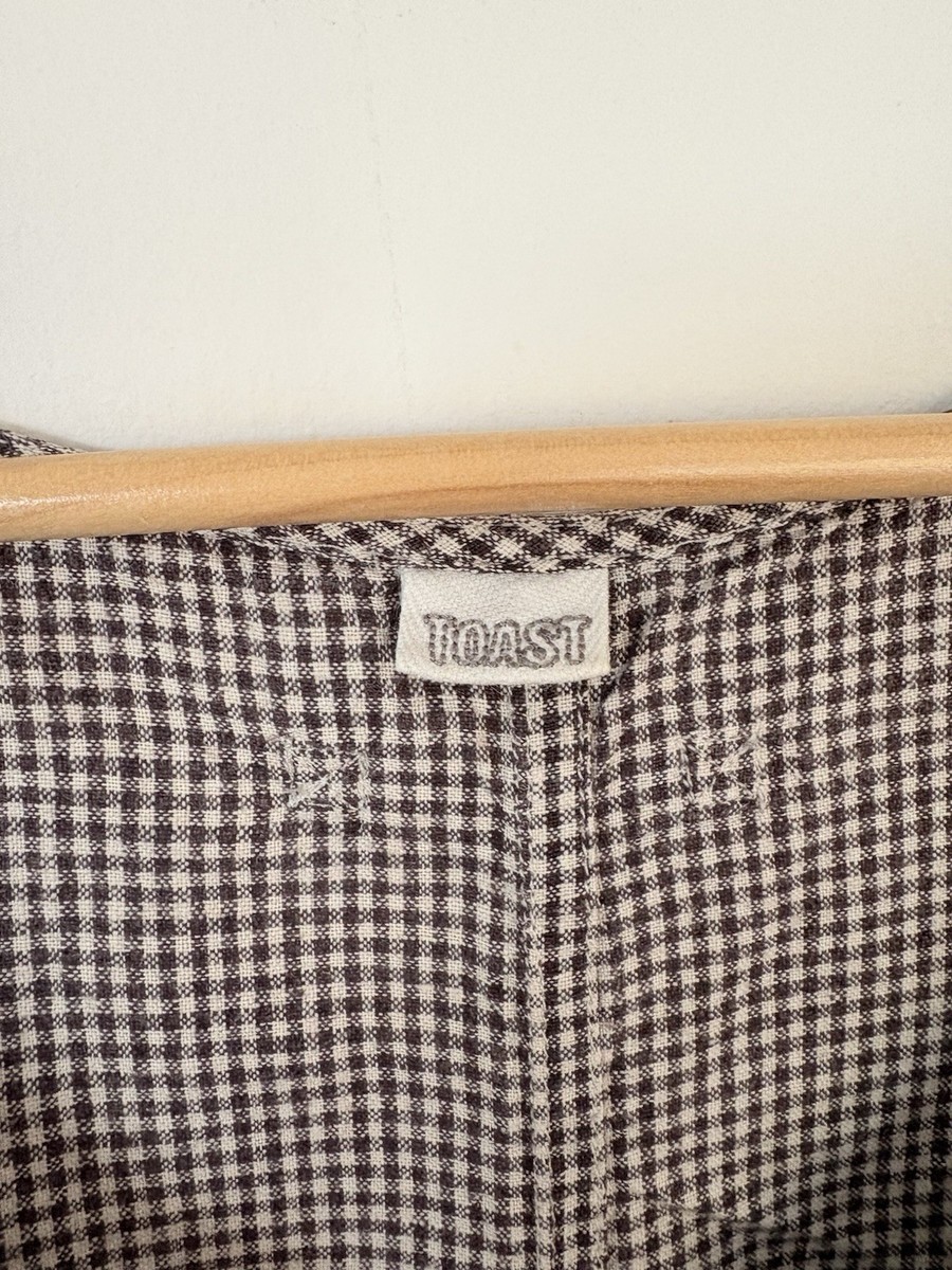 Toast 100% Linen Gingham Dress Size XL Pockets Made In India | eBay