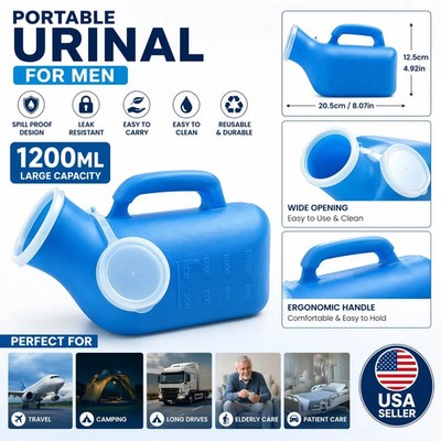 1PCS 1200ML Portable Urinal for Men Spill Proof Urine Bottle Leak Resistant