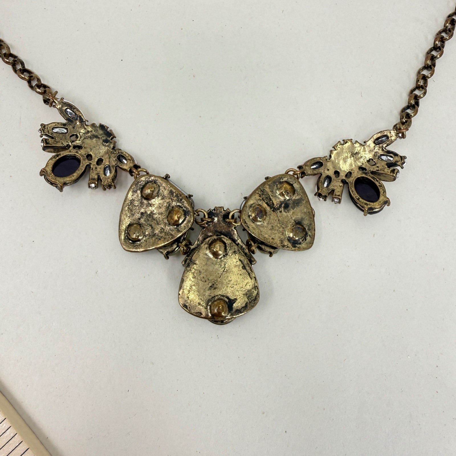 Multicolor Gem Statement Necklace Chunky Bib Rhin… - image 11