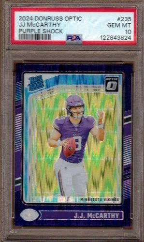 2024 Donruss Optic Purple Shock #235 JJ McCarthy RR - PSA 10 Gem Mint