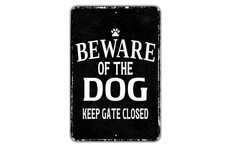 Beware of Dog Metal/Vinyl Gate Sign for Yard  Garden Safety