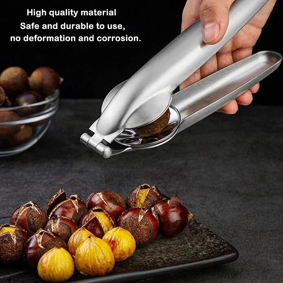 Stainless Steel Heavy Duty Chestnut Clip Opener Nut Cracker Sheller Opening Tool - Image 3 of 4