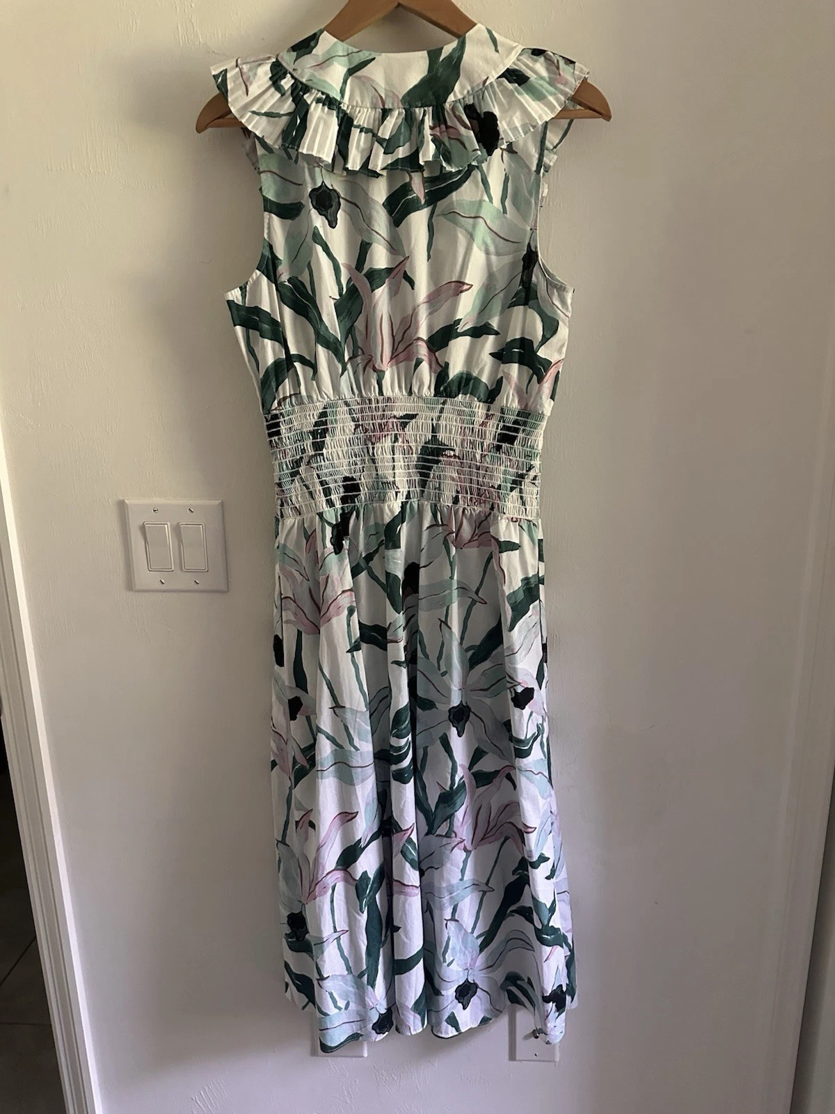 Abito midi Tory Burch floreale stampa fumè avorio deserto taglia M