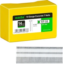 meite Concrete Nails 14 Gauge 1-1/4 Inch Galvanized Glue Collated T-Head (ST-32)