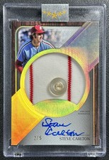 STEVE CARLTON 2025 TOPPS FIVE STAR #JPA-SC JUMBO PRIME AUTO BUTTON PATCH 2/5