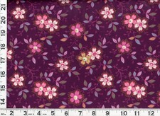 Pink White Yellow Flowers Leafy Vines Burgundy Quilting Sewing Fabric by Yd 717