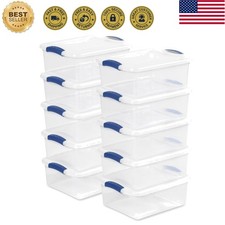 15 Quart Clear Latching Storage Bin with Lid, Stackable Plastic Bin for Shelv...