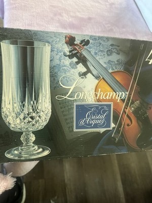 Vintage 1984 Cristal d' Arque 4 Ice Tea Glasses Tumblers Longchamp NIB