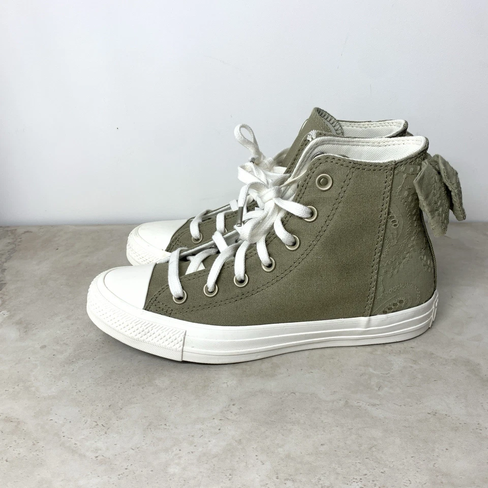 Zapatillas deportivas Converse para mujer talla 8 zapatos tops altos verde lazo todas las estrellas puntera Foto 4 de 4