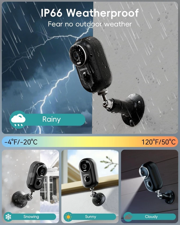 ZUMIMALL 2K Security Cameras Wireless Outdoor, Magnetic Black-Single Camera - Image 4 of 4