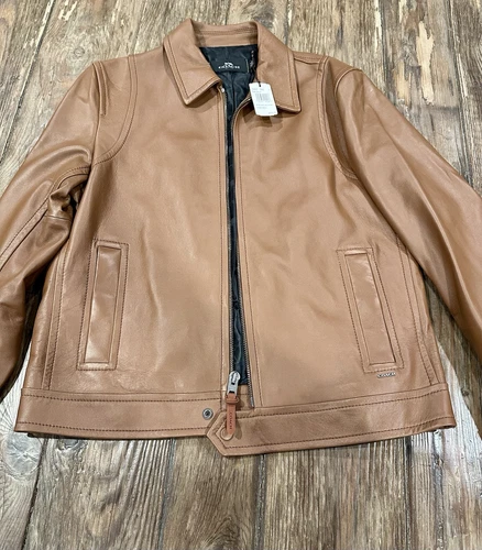 Giacca donna Coach in pelle taglia grande nuova con etichetta