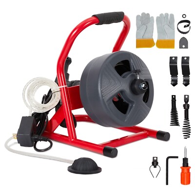 5/16'' 50FT Electric Drain Auger Cleaner Sewer,snake Cleaning Machine with Cutter