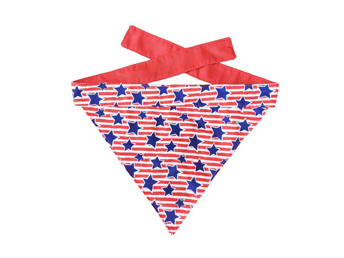 Dog Pet BANDANA SCARF S-M Tie-On Red White Blue Patriotic America Stars & Stripe
