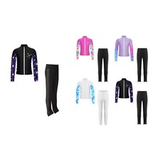 Kids Girls Tracksuit Two Pieces Activewear Printed Sports Set Outfits Skating