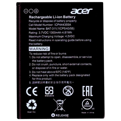 ACER BATTERIA ORIGINALE BAT-311 1300mAh RICAMBIO LITIO PER LIQUID M220 Z200 Z220 - Foto 2 di 3