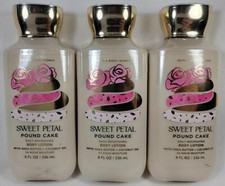 Bath Body Works SWEET PETAL POUND CAKE Shea Body Lotion 8 oz Lot of 3
