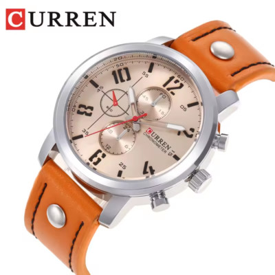 Curren Armbanduhr, sehr schöne Herren Uhr mit hochwertigem Lederarmband