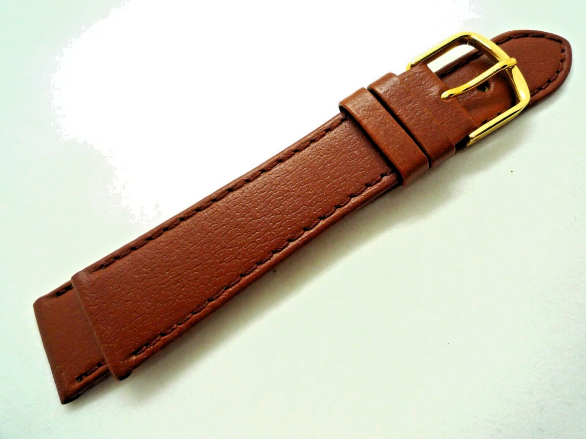 Brown 20 mm Genuine Leather Watch Strap Gold Buckle 20mm UK